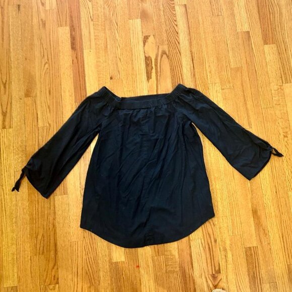 Free People Tie Sleeve Off The Shoulder Strapless Navy Black Top (Ladies Size M) - Picture 8 of 9